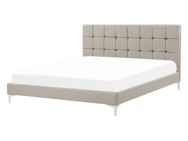 Bed Faux Leather AMBERT 140 x 200 cm (EU Double) Taupe