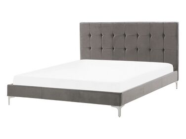 Lit avec sommier Velours AMBERT 140 x 200 cm Gris