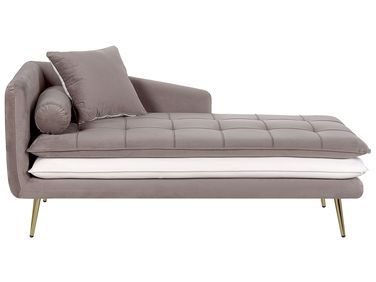 Left-Hand Chaise Longue GONESSE Velvet Light Brown