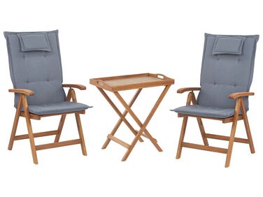 Ensemble bistrot avec coussins Pliant JAVA Acacia Bleu