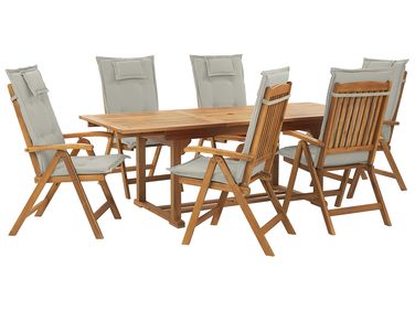 Salle à manger de jardin 6 places JAVA avec coussins Acacia Taupe