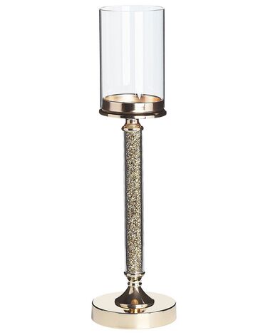 Candle Holder ABBEVILLE Glass 48 cm Gold