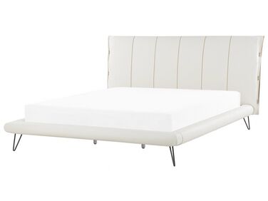 Bed Faux Leather BETIN 180 x 200 cm (EU Super King) Light Beige