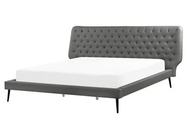 Lit avec sommier Cuir PU ESSONNE 160 x 200 cm Gris