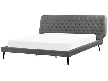 Bed Faux Leather ESSONNE 180 x 200 cm (EU Super King) Grey
