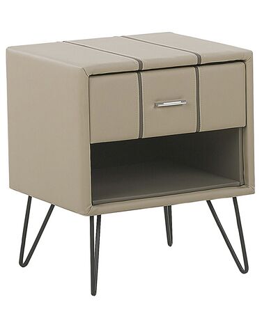 1 Drawer Bedside Table BETIN Faux Leather Beige