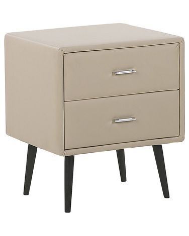 Nachtkastje met 2 lades ESSONNE Kunstleer Beige