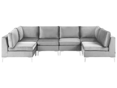 Modulaire U-vormige bank 6-zits EVJA Fluweel Grijs