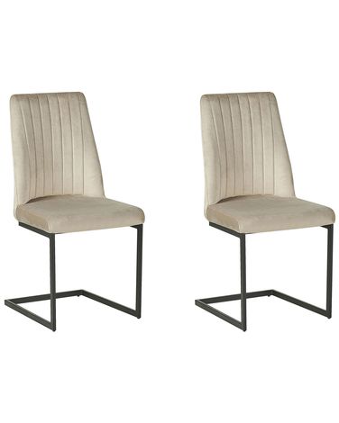 Lot de 2 chaises de salle à manger LAVONIA Velours Taupe