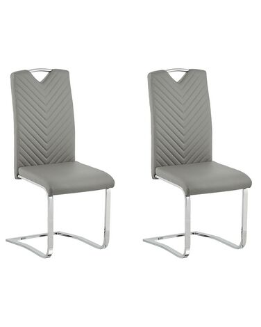 Lot de 2 chaises de salle à manger PICKNES Cuir PU Gris clair