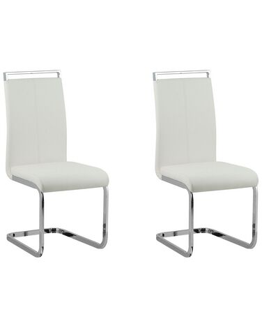 Lot de 2 chaises de salle à manger GREEDIN Cuir PU Blanc
