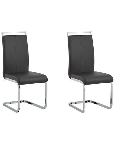 Lot de 2 chaises de salle à manger GREEDIN Cuir PU Noir