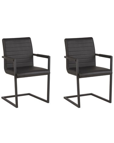 Lot de 2 chaises de conférence BUFORD Cuir PU Noir