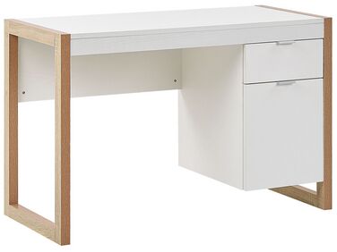Home Office Desk JOHNSON Brown/ White 112 cm 50 cm with Storage