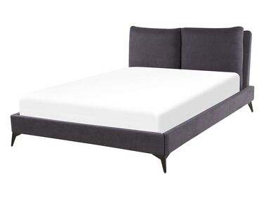 Lit avec sommier Velours MELLE 140 x 200 cm Gris foncé
