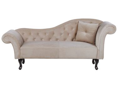 Right-Hand Chaise Longue LATTES Velvet Beige