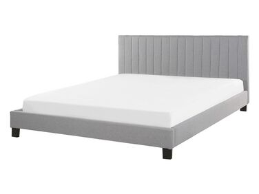 Lit avec sommier Tissu POITIERS 140 x 200 cm Gris clair