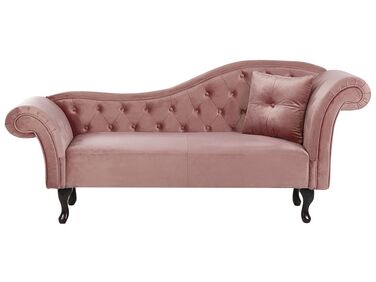 Right-Hand Chaise Longue LATTES Velvet Pink