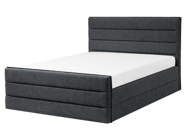 Lit avec sommier Tissu VALBONNE 160 x 200 cm Gris foncé