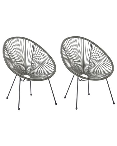 Lot de 2 chaises de jardin ACAPULCO II Polyrotin Gris foncé