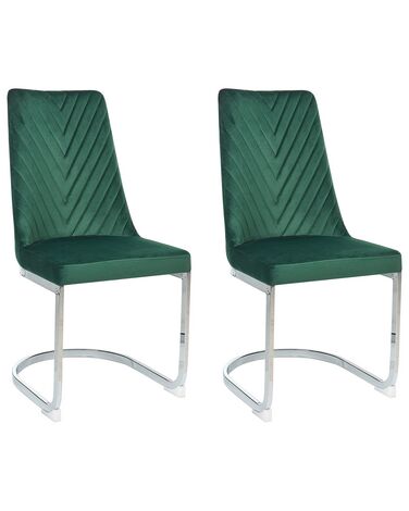 Lot de 2 chaises de salle à manger ALTOONA Velours Vert émeraude