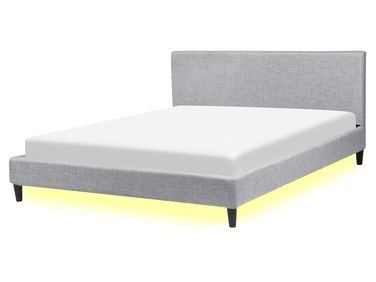 Lit avec LED Tissu FITOU 160 x 200 cm Gris clair
