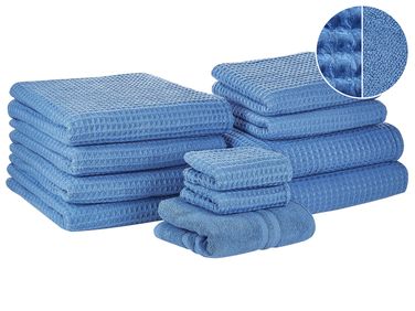 Set of 11 Towels AREORA Cotton Blue