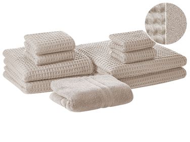 9-delige handdoekset AREORA Katoen Beige
