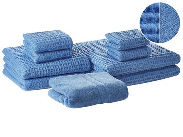 Lot de 9 serviettes AREORA Coton Bleu
