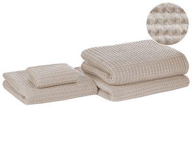 4-delige handdoekset AREORA Katoen Beige