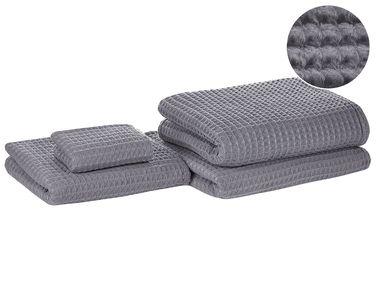 Lot de 4 serviettes AREORA Coton Gris clair