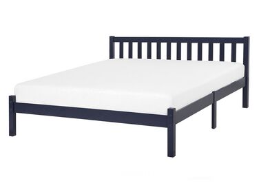 Lit avec sommier Bois de pin FLORAC 140 x 200 cm Bleu marine
