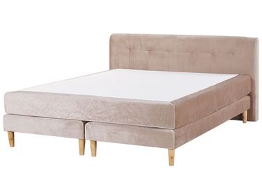 Lit Boxspring Velours MARQUISE 180 x 200 cm Beige