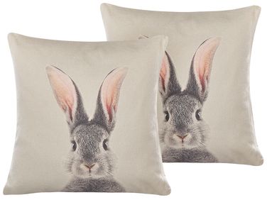 Lot de 2 coussins décoratifs QUERCUS 45 x 45 cm Taupe Motif animal