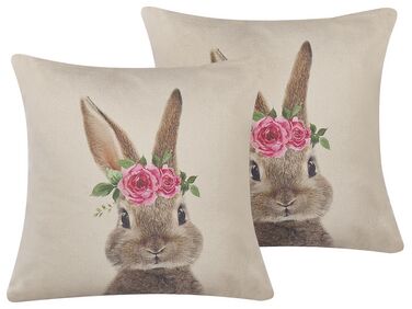 Lot de 2 coussins décoratifs TULIPA 45 x 45 cm Taupe