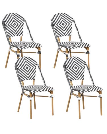 Lot de 4 chaises RIFREDDO Polyrotin Noir/blanc