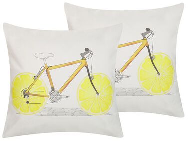 Lot de 2 coussins décoratifs RUSCUS Coton 45 x 45 cm Blanc Motif abstrait
