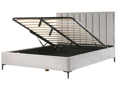 Lit ottoman Velours SEZANNE 180 x 200 cm Gris clair