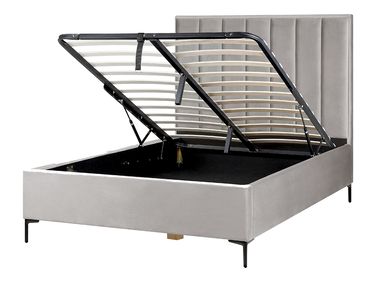 Lit ottoman Velours SEZANNE 140 x 200 cm Gris clair