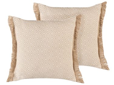 Lot de 2 coussins décoratifs LONAR 45 x 45 cm Beige sable