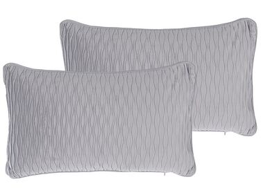 Lot de 2 coussins décoratifs MOTARI Velours 30 x 50 cm Gris Motif géométrique