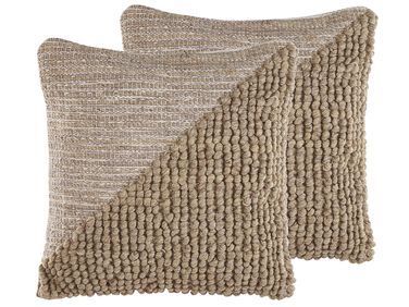 Lot de 2 coussins décoratifs ASLANAPA Coton 45 x 45 cm Beige Unicolore