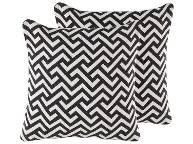 Lot de 2 coussins décoratifs SALIZAR Coton 45 x 45 cm Noir Motif géométrique