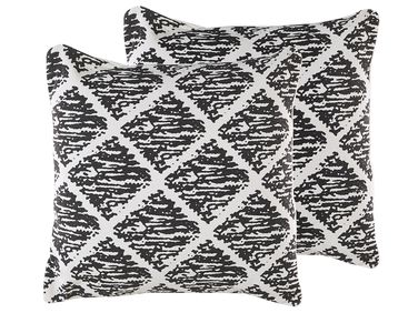 Lot de 2 coussins décoratifs HAZRO Coton 45 x 45 cm Noir Motif géométrique