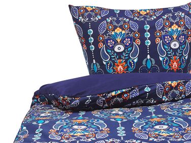 Ensemble de housses de couette MADRONA Satin de coton 135 x 200 cm Bleu foncé