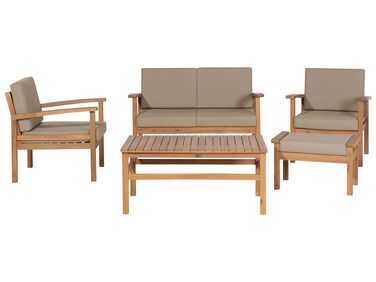 Loungeset met tafel en ottomaan 4-zits MANILA Acaciahout Lichtbruin