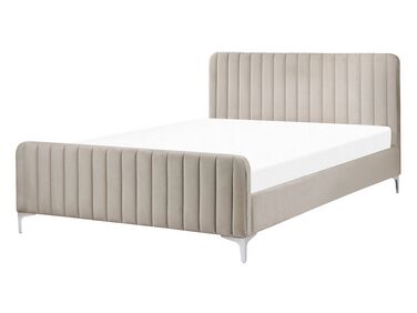 Lit avec sommier Velours LUNAN 140 x 200 cm Taupe