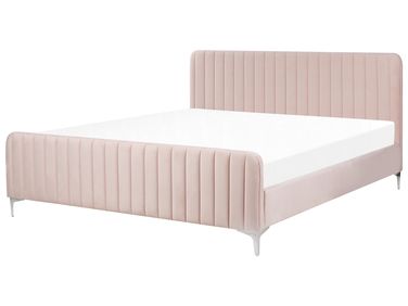 Lit avec sommier Velours LUNAN 180 x 200 cm Rose pastel