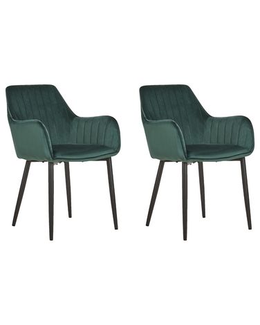 Lot de 2 chaises de salle à manger WELLSTON Velours Vert foncé