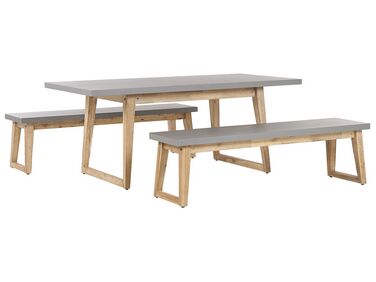 Salle à manger de jardin avec bancs 6 places ORIA Béton Gris
